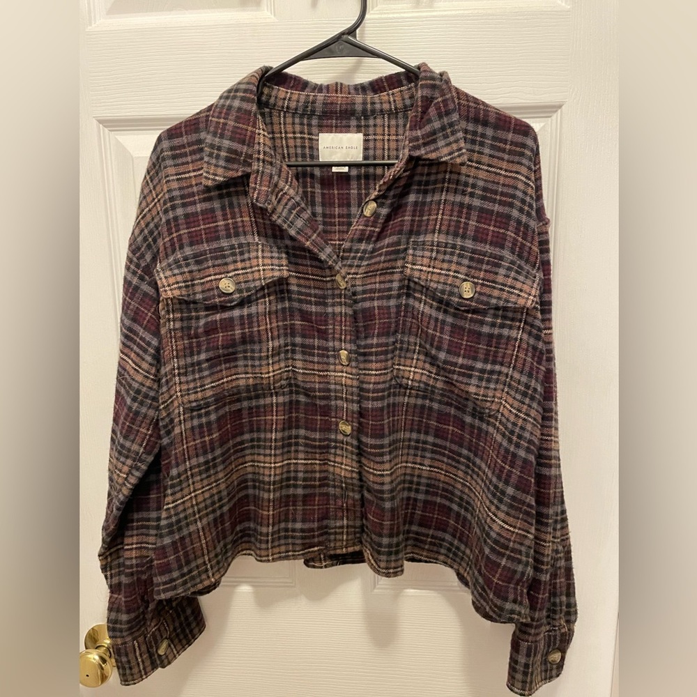 American eagle cropped flannel